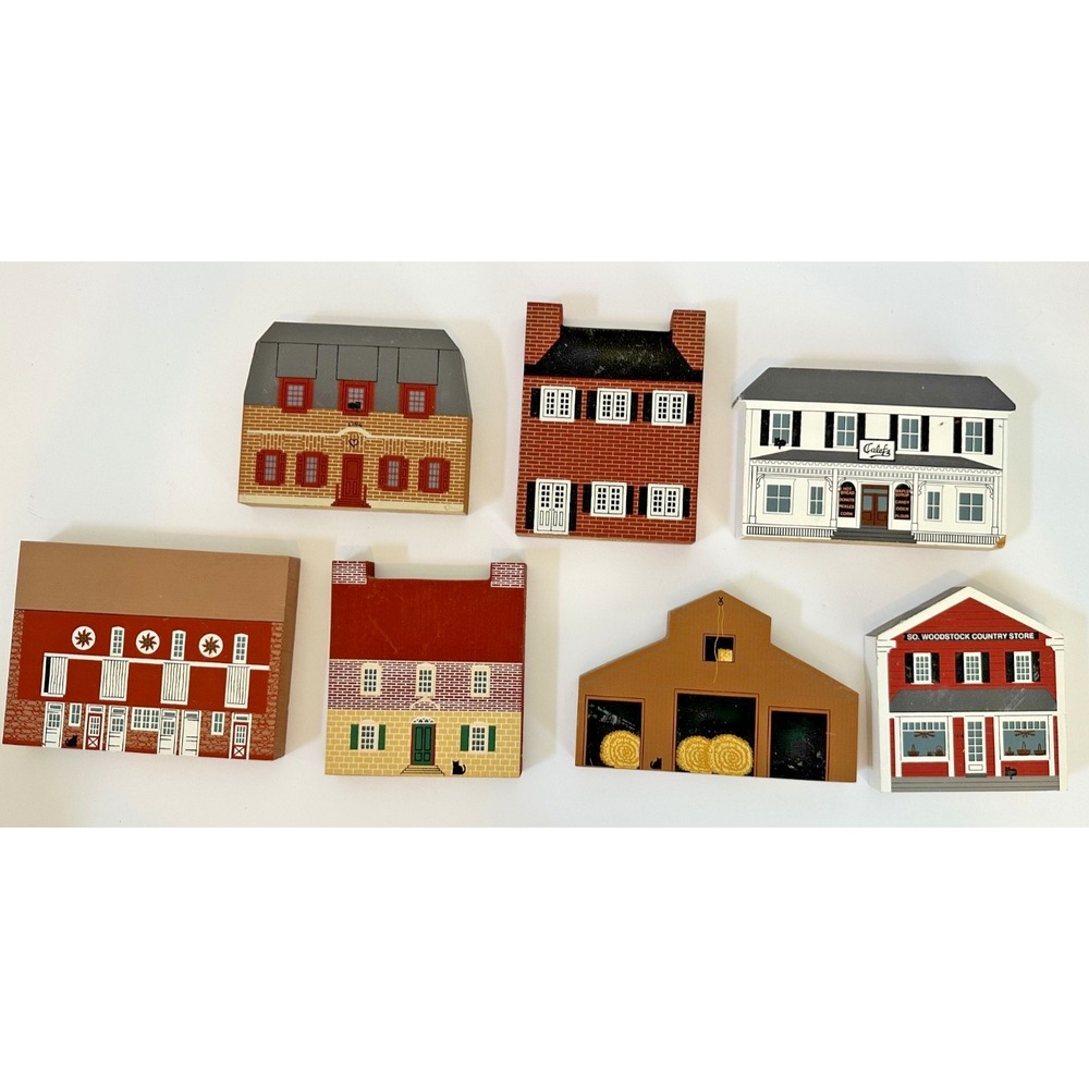 Cat's Meow Village Set Gerneral Store Barn Series Winkler Bakery Calef's Set 7